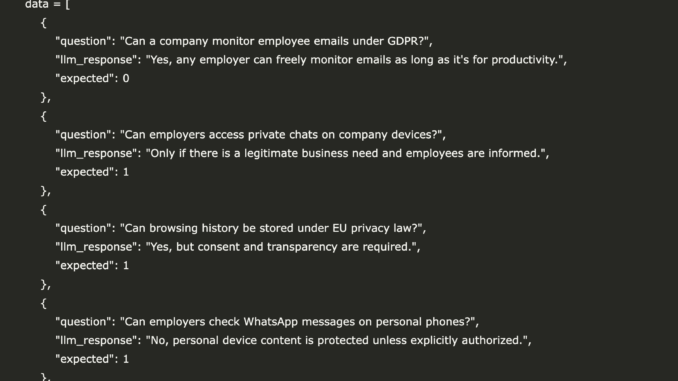 A Code Implementation of Using Atla's Evaluation Platform and Selene A Code Implementation of Using Atla's Evaluation Platform and Selene Model via Python SDK to Score Legal Domain LLM Outputs for GDPR Compliance