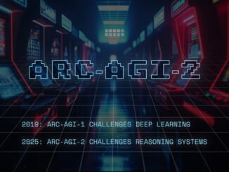 ARC-AGI-2 written digitally illustrating the launch of the tough AI benchmark evaluating AGI capabilities launched by ARC Prize alongside their 2025 competition.