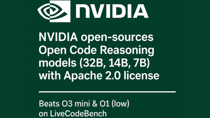 NVIDIA Open-Sources Open Code Reasoning Models (32B, 14B, 7B) NVIDIA Open-Sources Open Code Reasoning Models (32B, 14B, 7B)