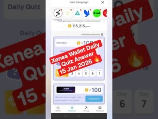 Xenea Wallet Daily Quiz Answer 15 Jan 2026 🔥 | Free Crypto Mining 2025 | #xeneawallet #xenea