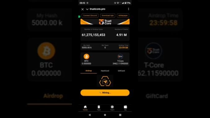 Trust Core Mining App | New Free Crypto Mining App 2026 | Without Investment 🔥💯
