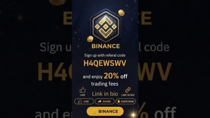 Binance Referral Code 2026 💰 Save 20% trading fees Instantly (H4QEWSWV) #binance #crypto #shorts