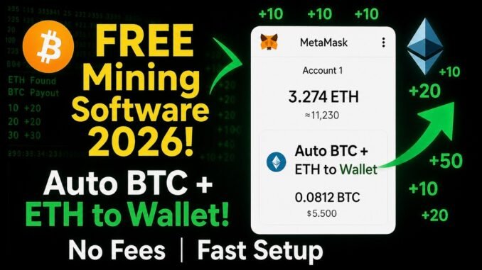 FREE Crypto Wallet Mining Software | Tutorial | BTC / ETH Mining PC / 2026 | Tutorial