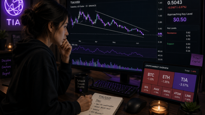 A trader analyzing the TIA/USD bullish structure
