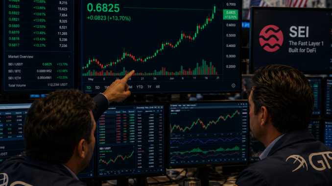 Traders analyzing a hullish SEI chart