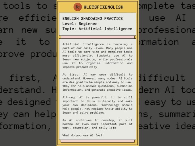 Can AI Really Save You Time? | English Shadowing Practice for Beginners