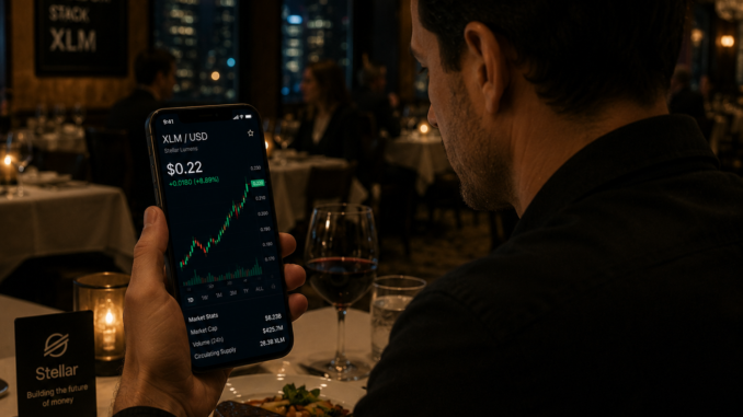 Analyzing Stellar chart on his phone