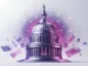 US Capitol dome with blockchain grid and crypto symbols in purple-magenta gradient