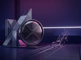 Abstract XRP market analysis with a digital exchange tower and price threshold visual