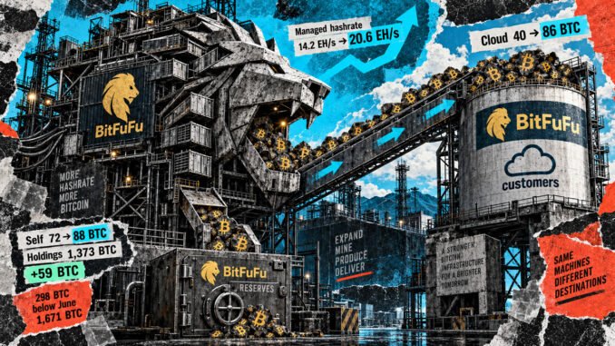 BitFuFu Bitcoin production rises 55%, reserves lag