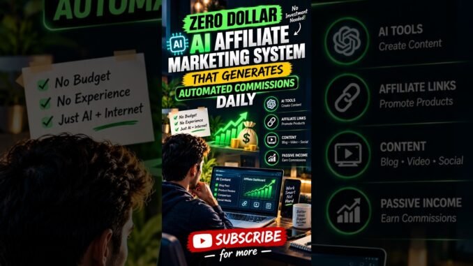 Zero Dollar AI Affiliate Marketing System for Beginners 💰 #shorts